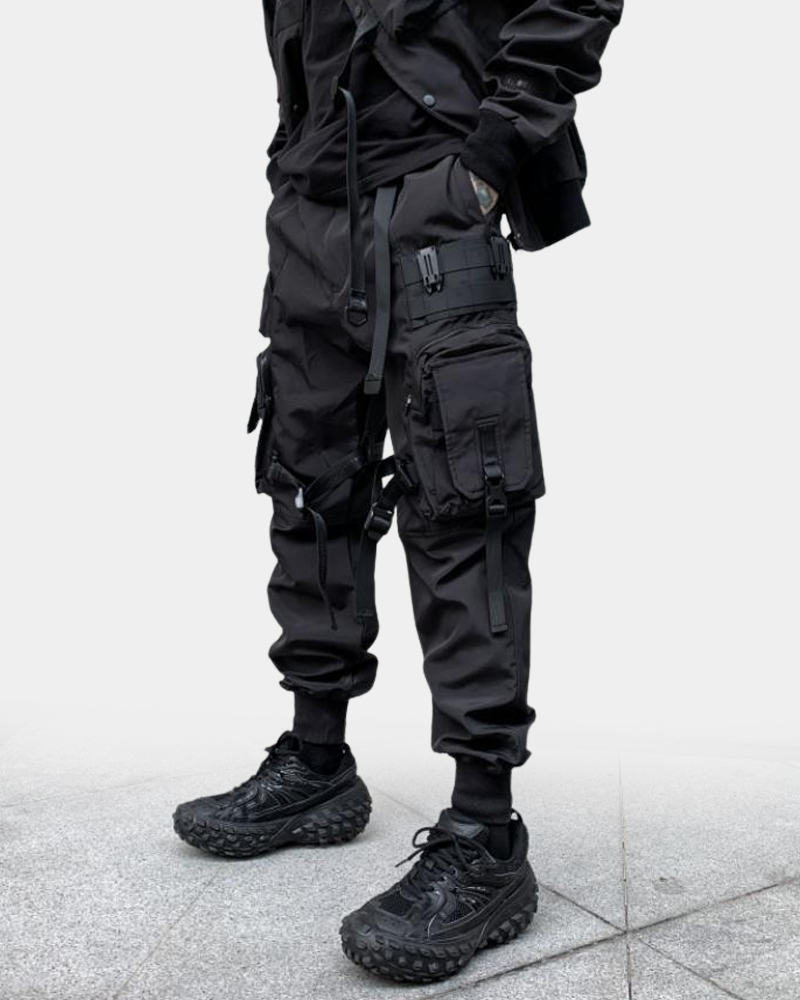 Black multi pocket top cargo pants