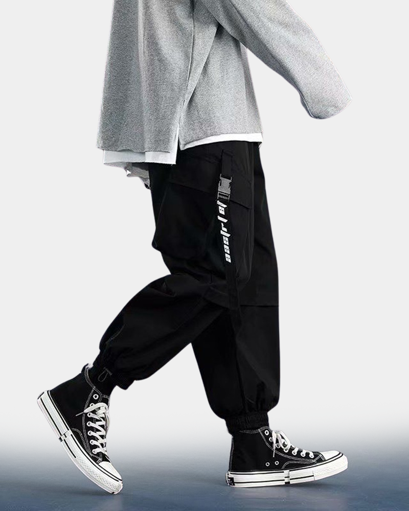 Loose Fit Black Cargo Pants Men's