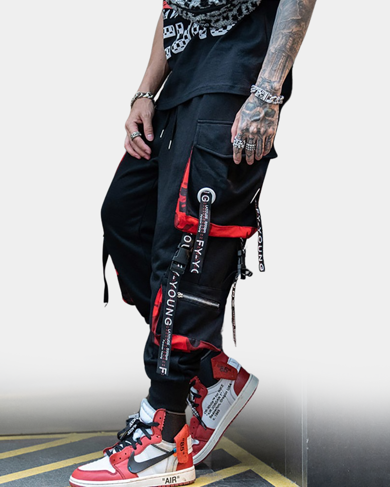 Black And Red Cargo Pants