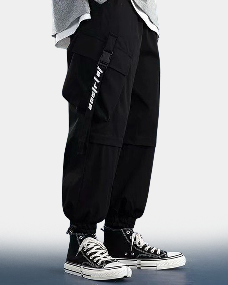 Loose Fit Black Cargo Pants Men's