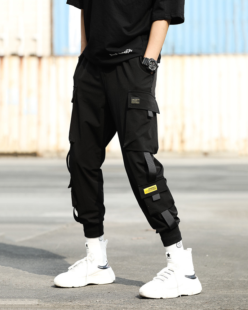 Black Nylon Cargo Pants
