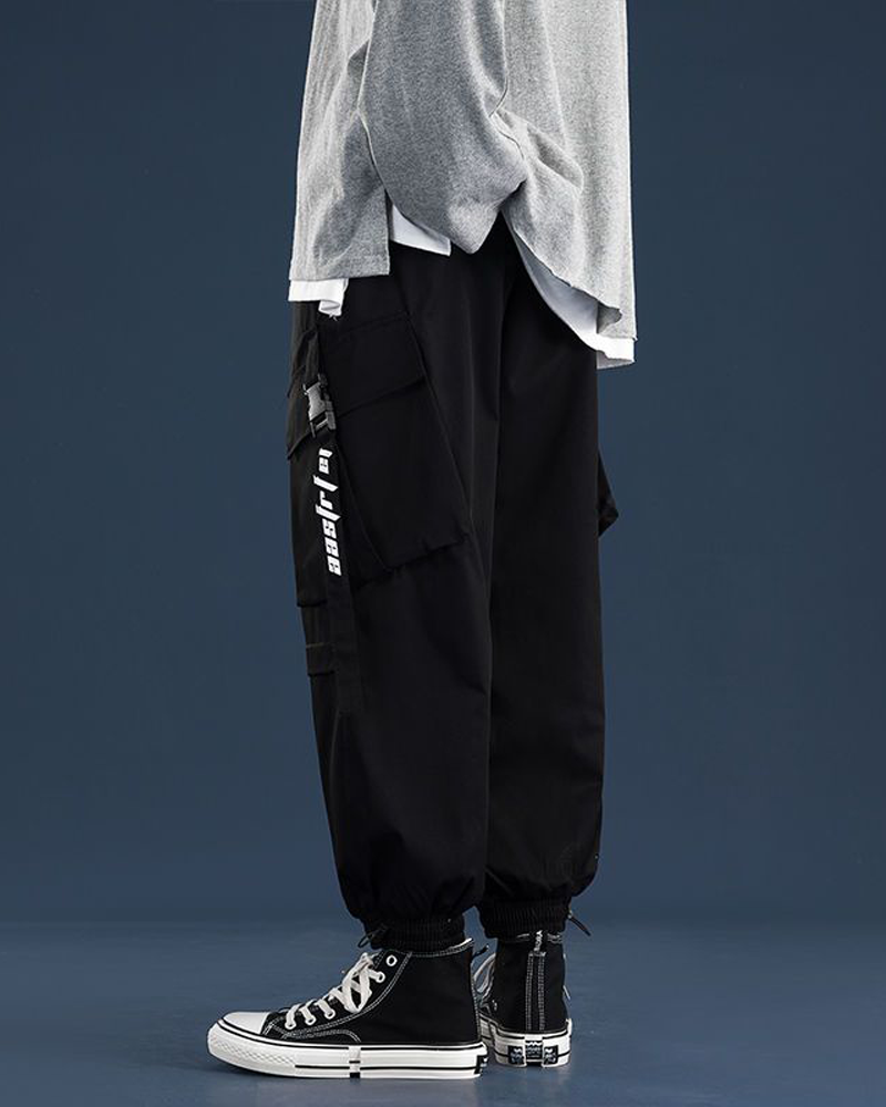Loose Fit Black Cargo Pants Men's