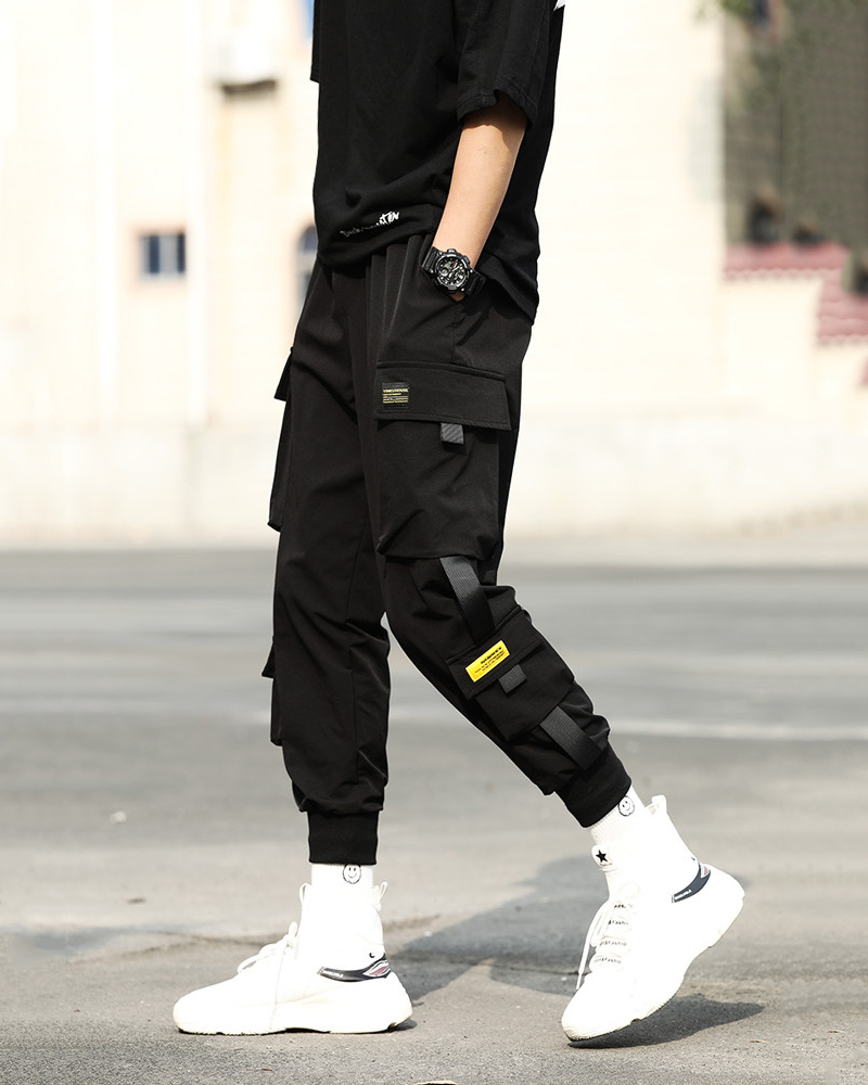 Black Nylon Cargo Pants