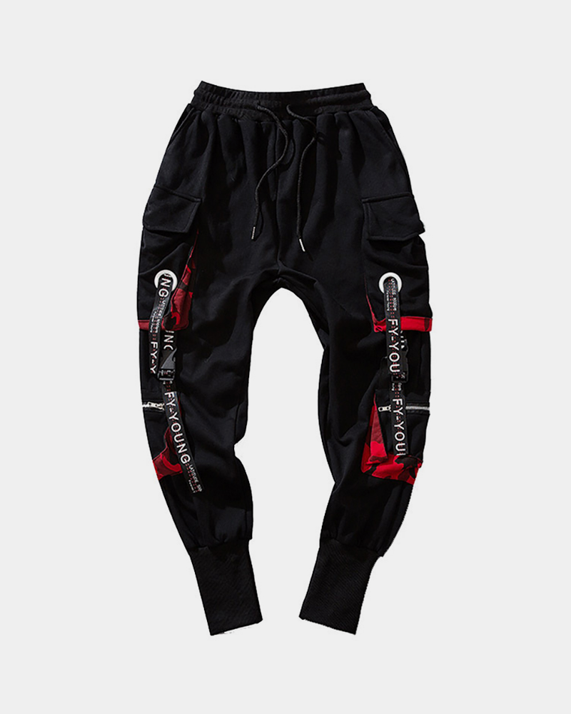 Black And Red Cargo Pants