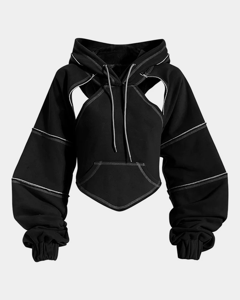 Black Cropped Hoodie