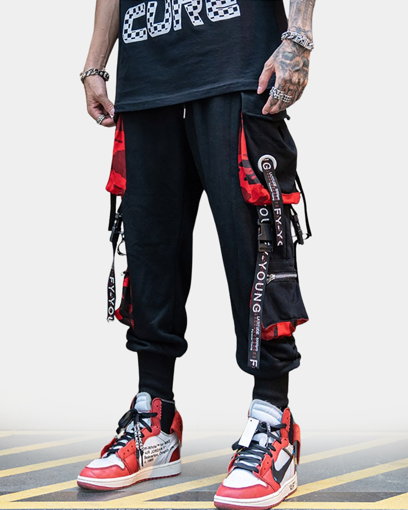 Black And Red Cargo Pants