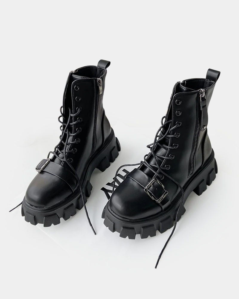 Womens Black Combat Boots