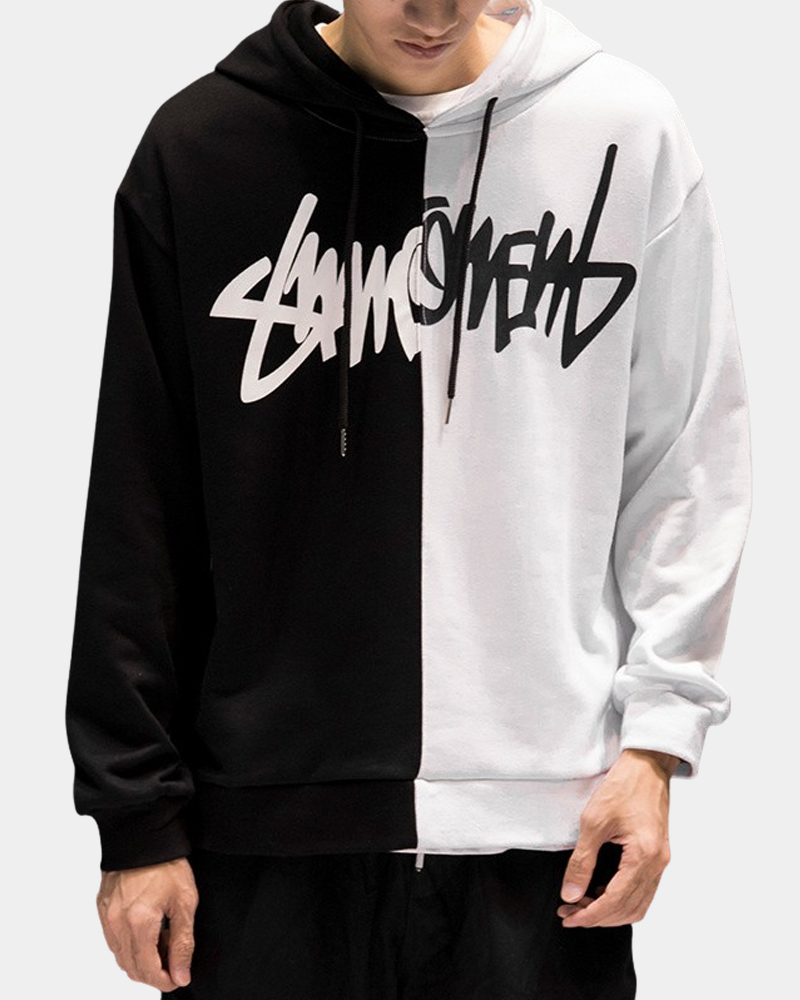 Half Black Half White Hoodie