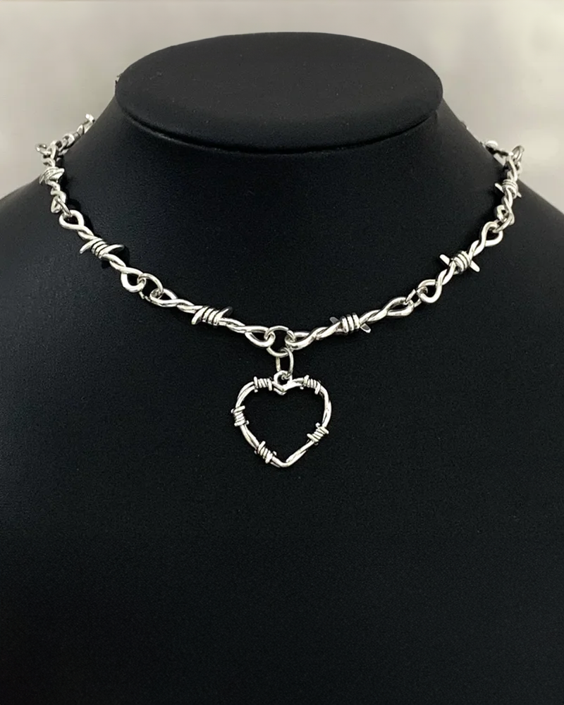 Barbed Wire Heart Necklace