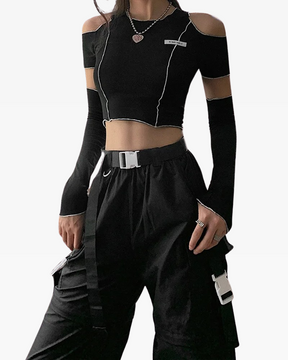 Goth Long Sleeve Crop Top