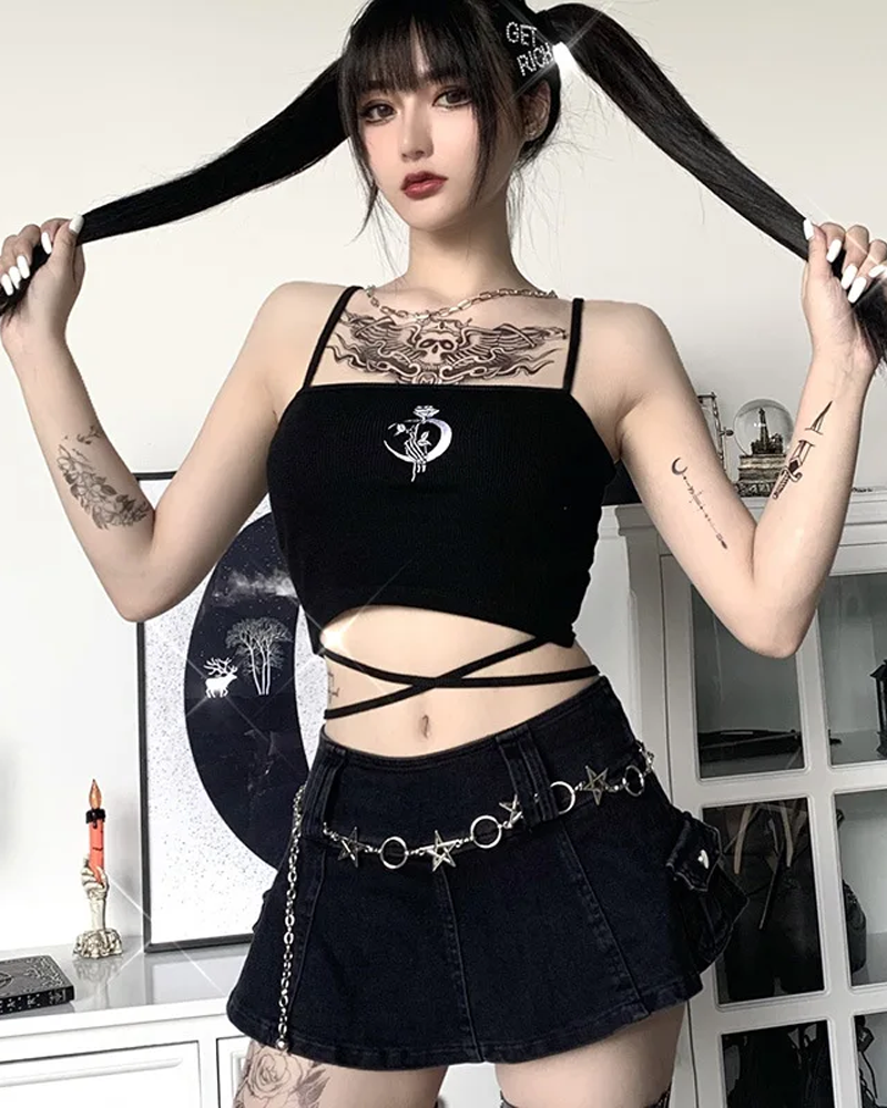 Black Gothic Crop Top