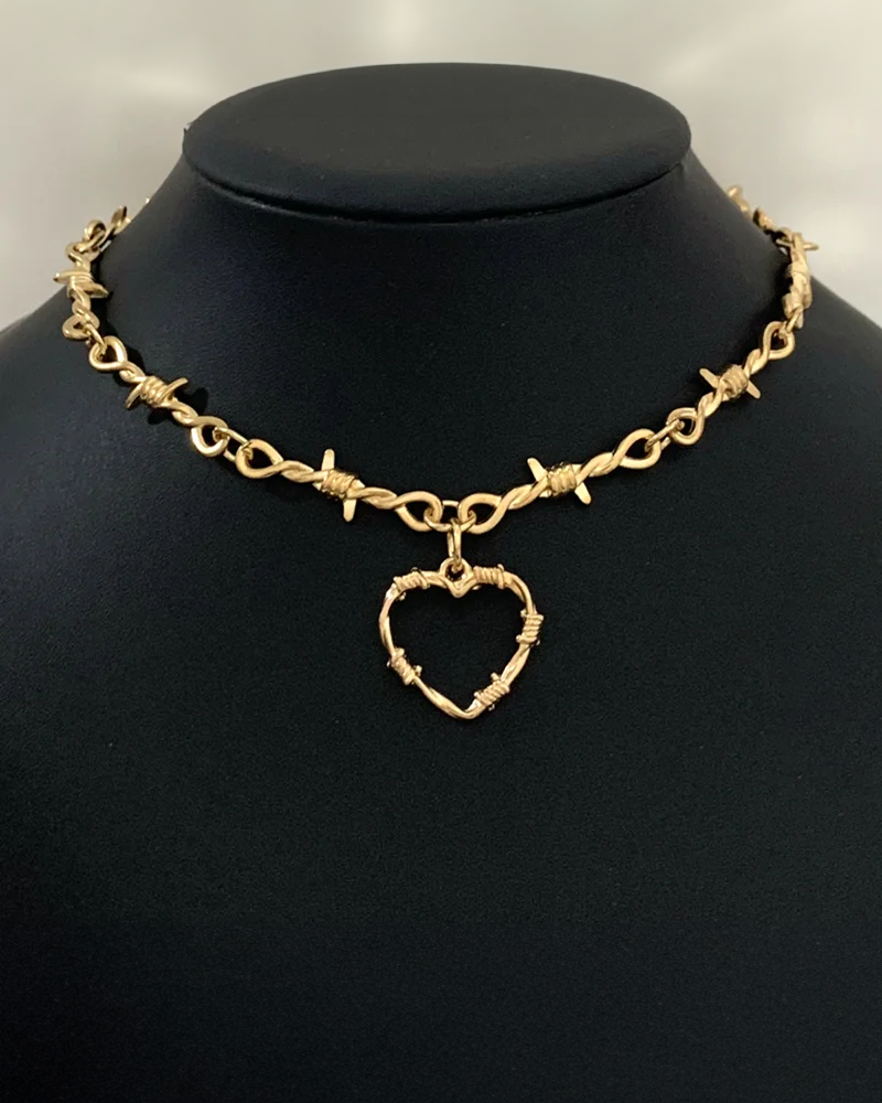 Barbed Wire Heart Necklace