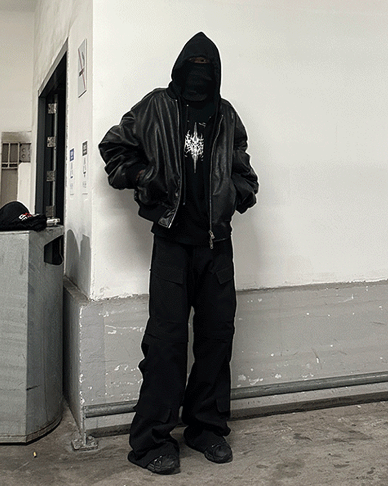 Oversized Leather Bomber Jacket