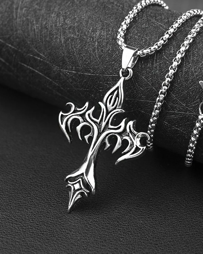 Flame Cross Necklace