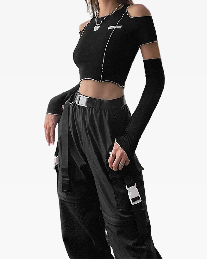 Goth Long Sleeve Crop Top