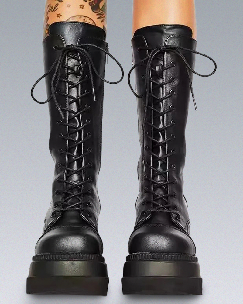 Black Mid Calf Platform Boots