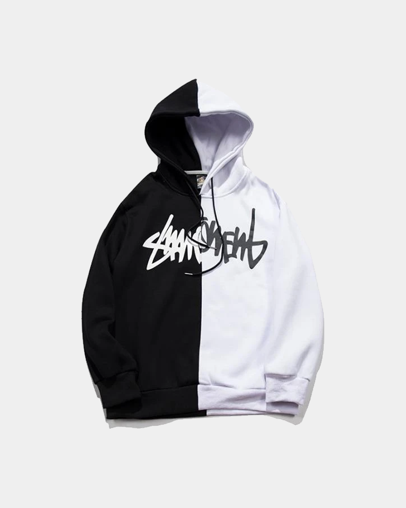 Half Black Half White Hoodie