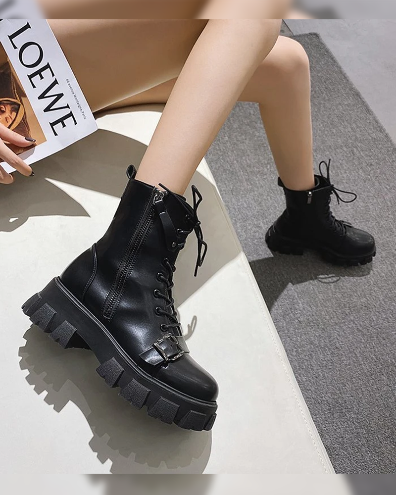 Womens Black Combat Boots