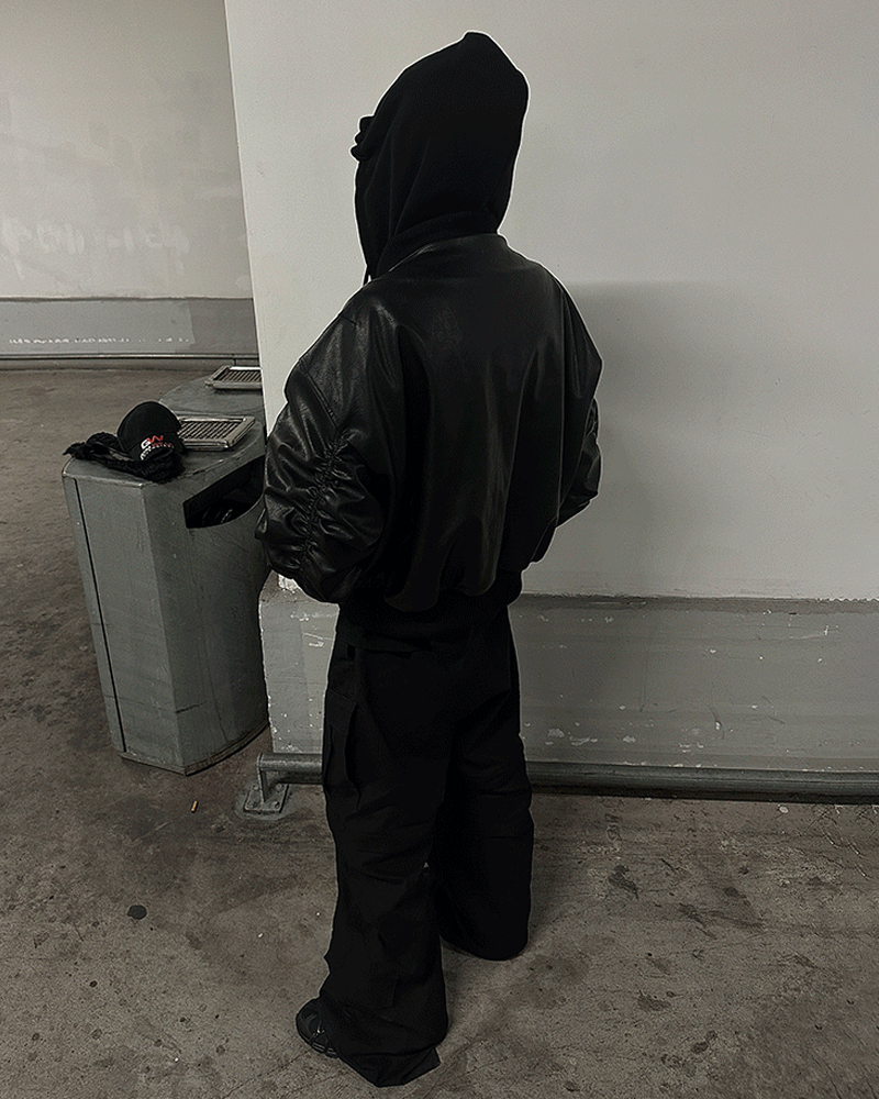 Oversized Leather Bomber Jacket