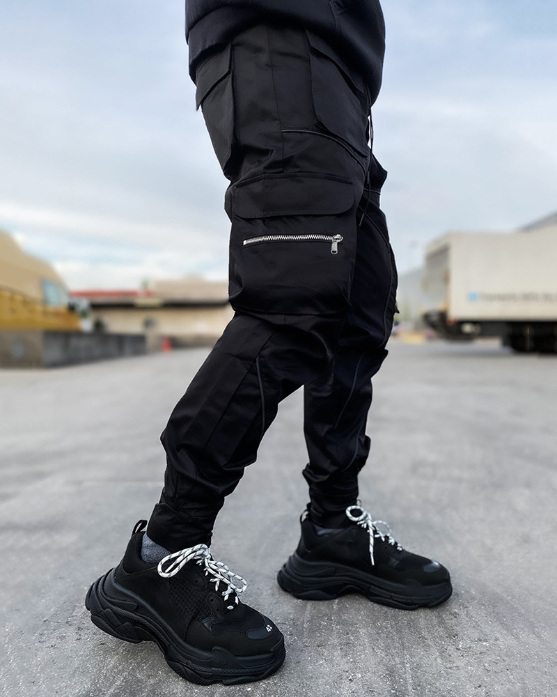 Black reflective joggers hotsell