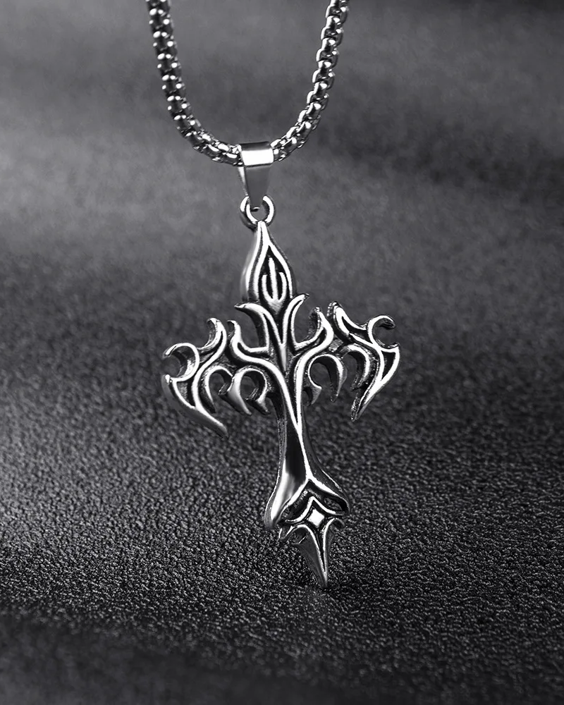 Flame Cross Necklace