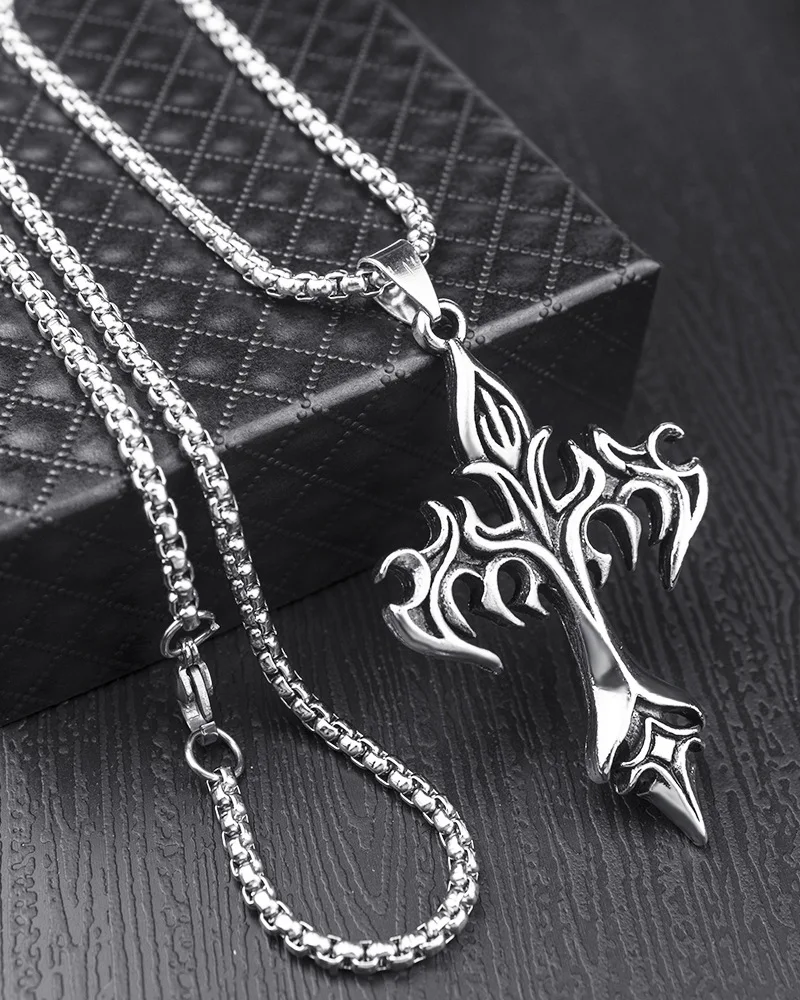 Flame Cross Necklace