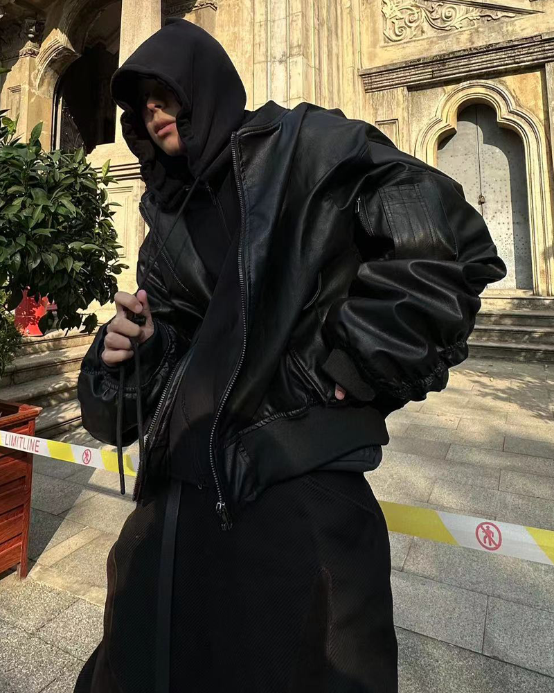 Oversized Leather Bomber Jacket