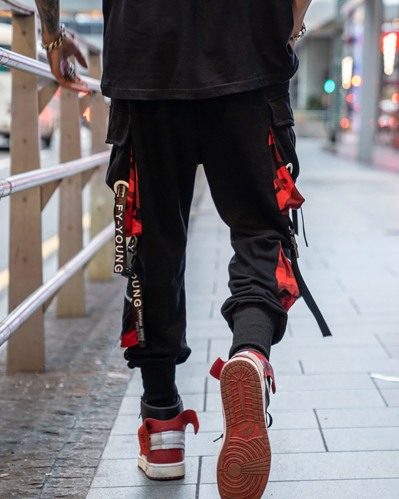 Black And Red Cargo Pants