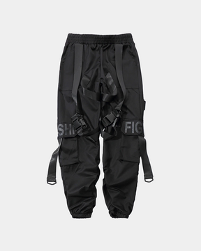 Black Cargo Pants With Straps