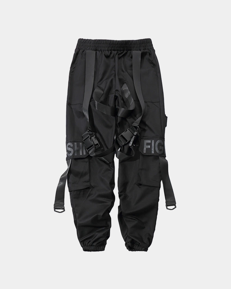 Black Cargo Pants With Straps | Techwear Division