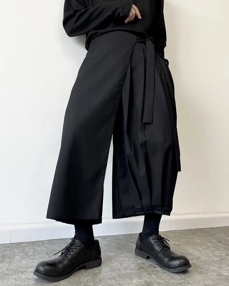 Cotton X Wool Striped hakama style pleated pants – URA MAKU