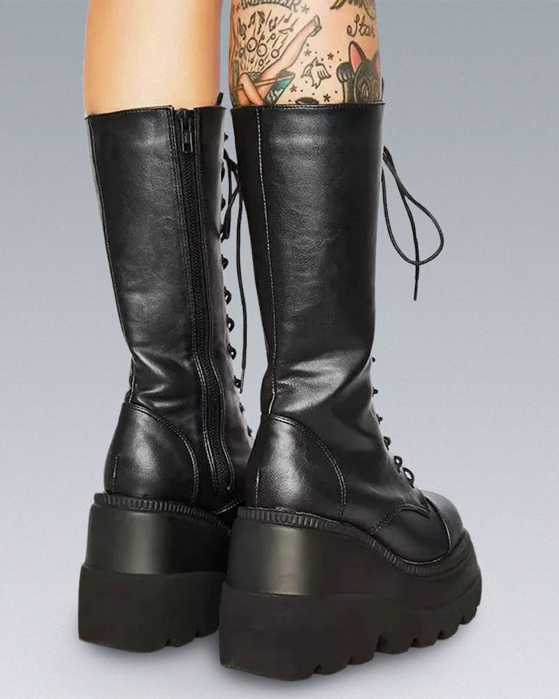 Black Mid Calf Platform Boots