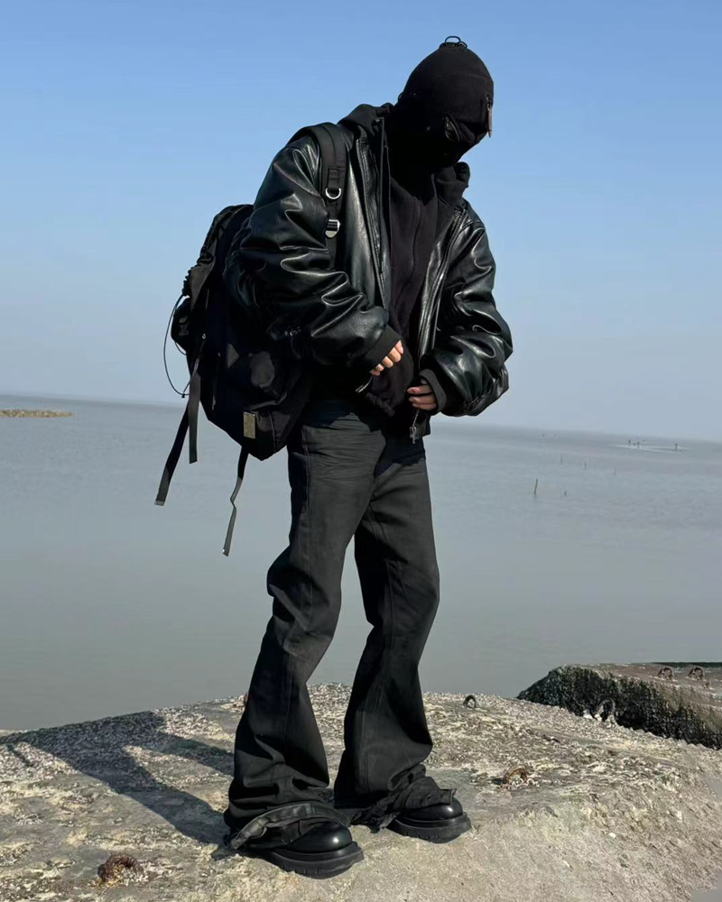 Oversized Leather Bomber Jacket