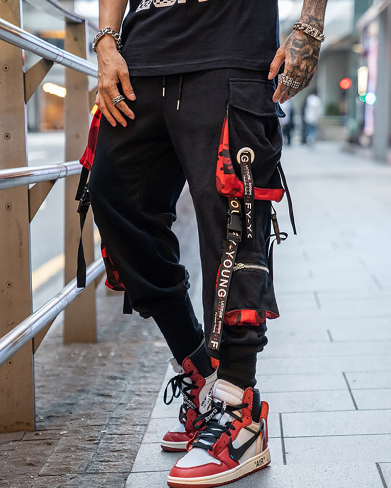 Black Baggy Pants with Chain | OFF-WRLD Techwear M