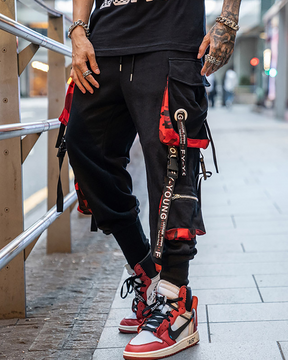 Black And Red Cargo Pants