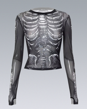 Long Sleeve Skeleton Crop Top